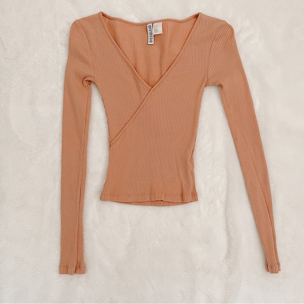 H&M Wrap Long Sleeve V-neck Pink